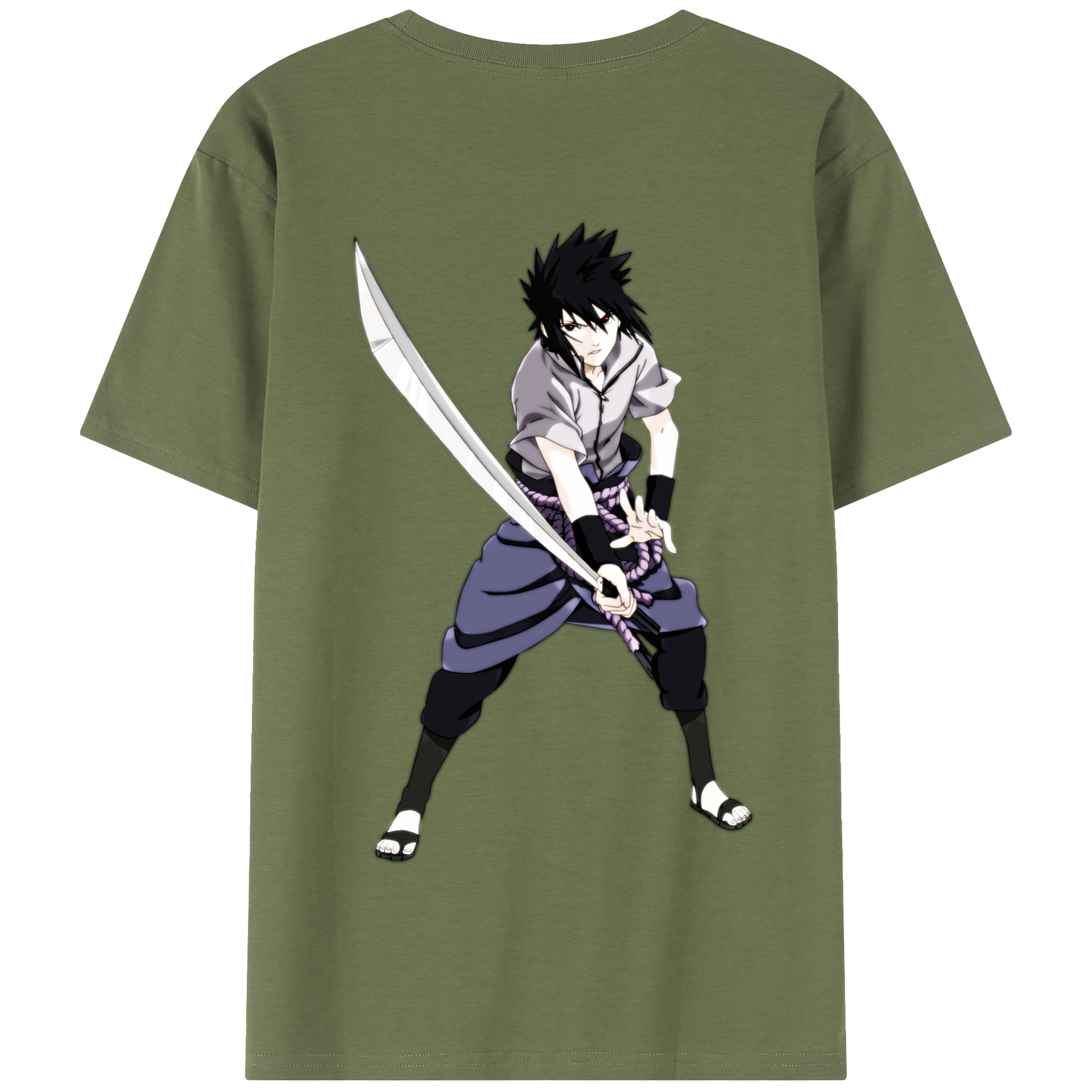 （画像用） NARUTO -ナルト- うちは サスケ Uchiha Sasuke 綿100％半袖Tシャツ（背面プリント）